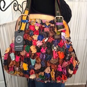 Vintage Leather Flower Slouchy Boho Shoulder Bag, Crossbody